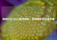 揭秘PUBG Mobile账号绑定，获取绑定码详细步骤