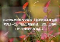 CSGO物品名称修改全解析 （如果要求不能与原文完全一致，可适当调整表述，比如，全面解析CSGO物品名称修改 ）