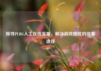 探寻PUBG人工在线     ，解决游戏困扰的可靠途径