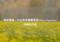 轻松掌握，PUBG中关闭英伟达GeForce Experience功能的     