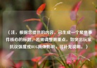 （注，根据您提供的内容，已生成一个聚焦事件核心的标题。若需调整侧重点，如突出玩家***强度或BUG具体影响，可补充说明。）