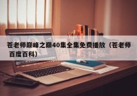 苍老师巅峰之巅40集全集免费播放（苍老师 百度百科）