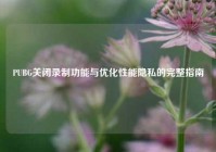 PUBG关闭录制功能与优化性能隐私的完整指南