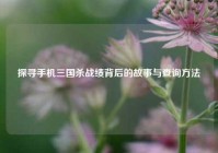 探寻手机三国杀战绩背后的故事与查询     