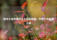 探寻王者荣耀改名卡获取秘籍，开启个性昵称之旅