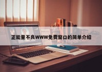 正能量不良WWW免费窗口的简单介绍