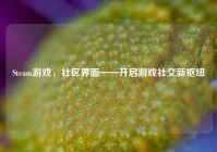 Steam游戏，社区界面——开启游戏社交新枢纽