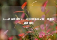 Steam语音降噪技巧，3招彻底消除杂音，开黑沟通更清晰