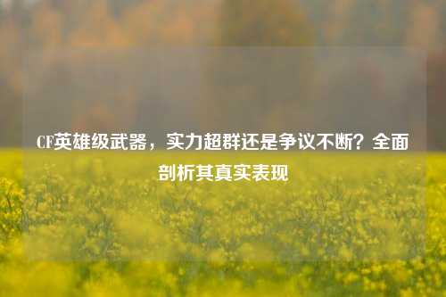 CF英雄级武器,实力超群还是争议不断?全面剖析其真实表现