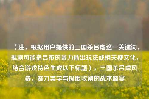 (注,根据用户提供的三国杀吕虐这一关键词,推测可能指吕布的暴力输出玩法或相关梗文化,结合游戏特色生成以下标题),三国杀吕虐风暴,暴力美学与极限收割的战术盛宴