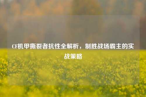 CF机甲撕裂者抗性全解析,制胜战场霸主的实战策略