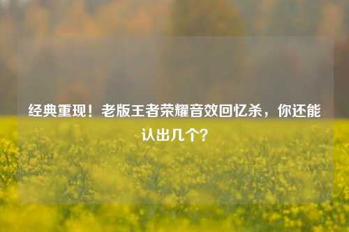 经典重现!老版王者荣耀音效回忆杀,你还能认出几个?