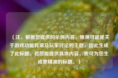 (注,根据您提供的示例内容,推测可能是关于游戏功能异常及玩家讨论的主题,因此生成了此标题。若您能提供具体内容,我可为您生成更精准的标题。)