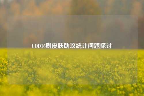 COD16刷皮肤助攻统计问题探讨