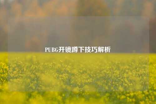PUBG开镜蹲下技巧解析