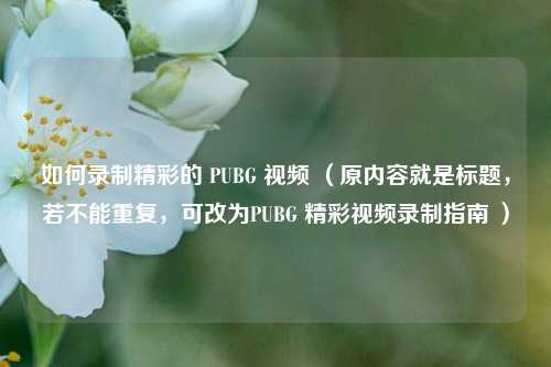 如何录制精彩的 PUBG 视频 (原内容就是标题,若不能重复,可改为PUBG 精彩视频录制指南 )