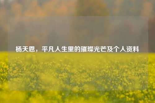 杨天恩,平凡人生里的璀璨光芒及个人资料