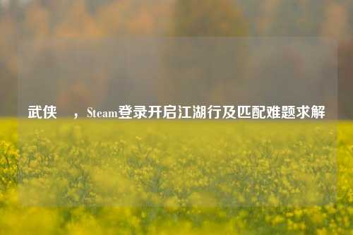 武侠乂，Steam登录开启江湖行及匹配难题求解
