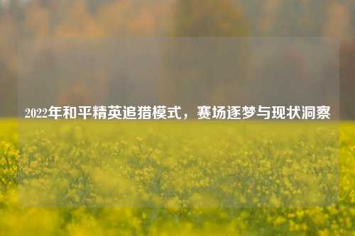 2022年和平精英追猎模式,赛场逐梦与现状洞察